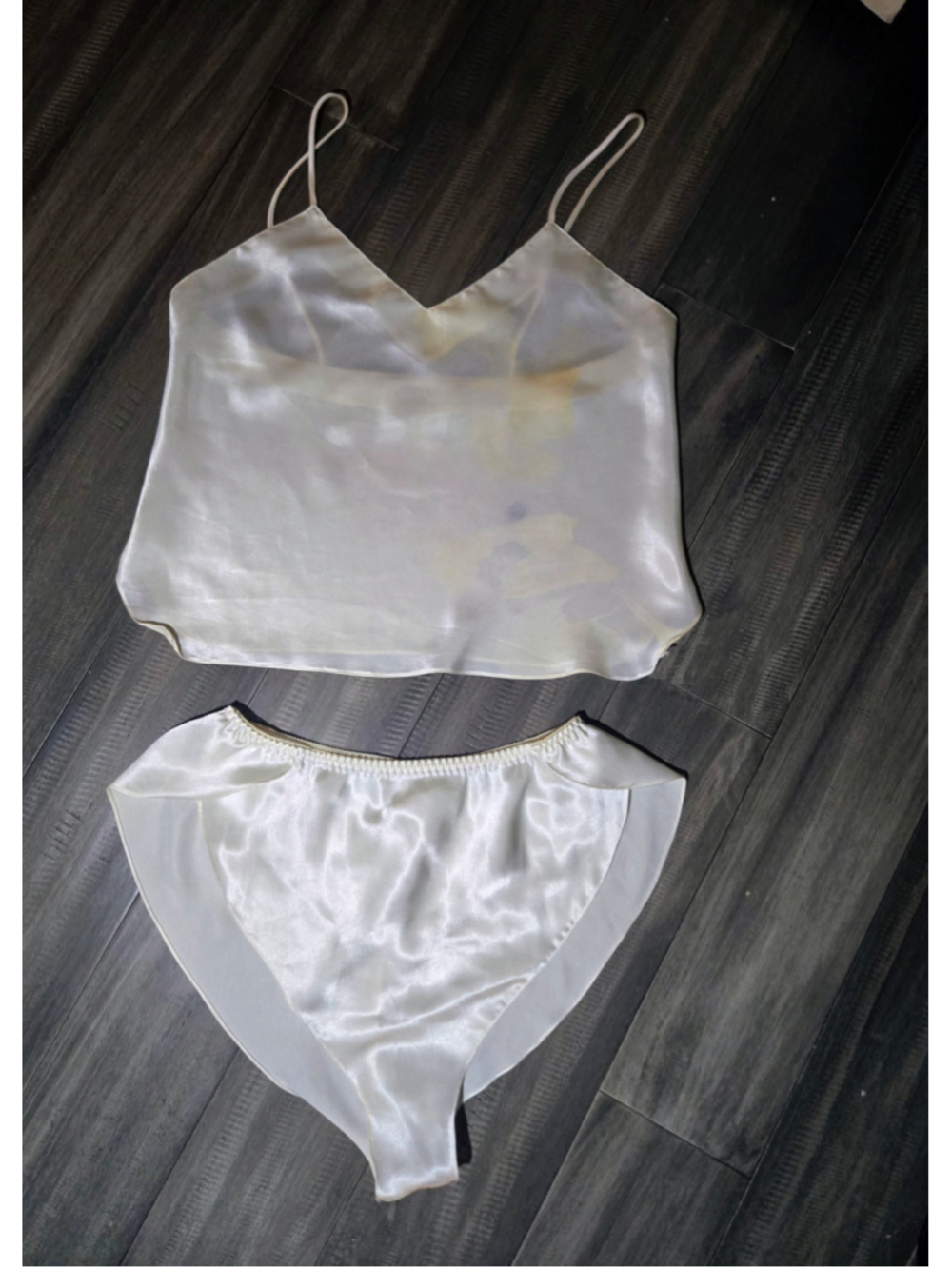 VTG Fantasies by Morgan Taylor Silky Satin Camisole & High Cut Panty Lingerie. M